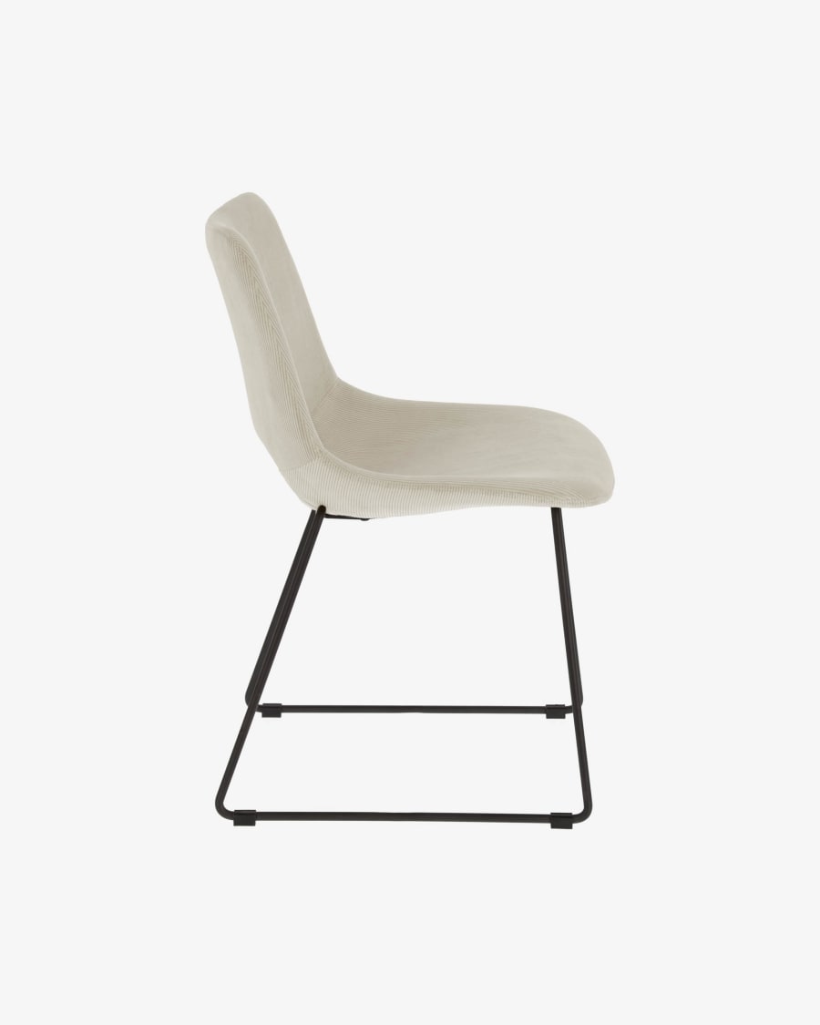 Zahara beige corduroy chair with steel legs with black finish