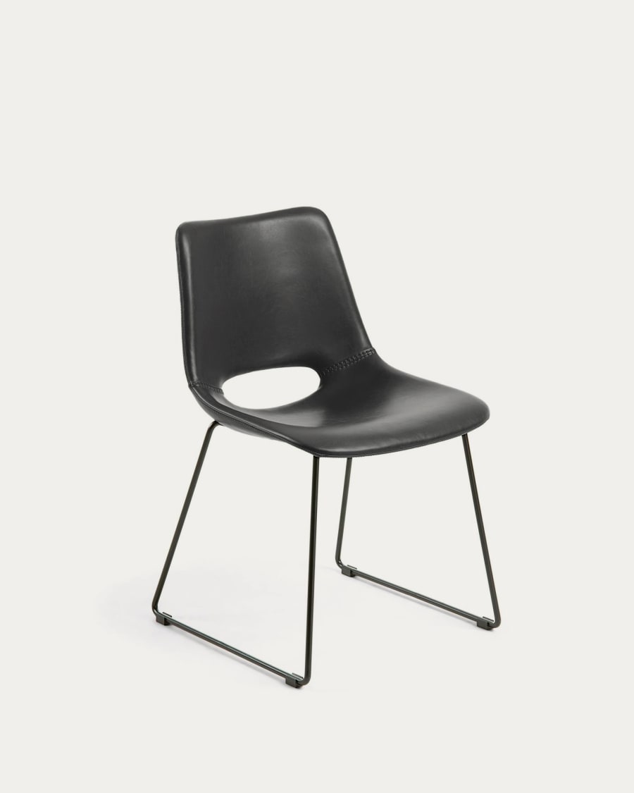 Zahara black chair with steel legs with black finish