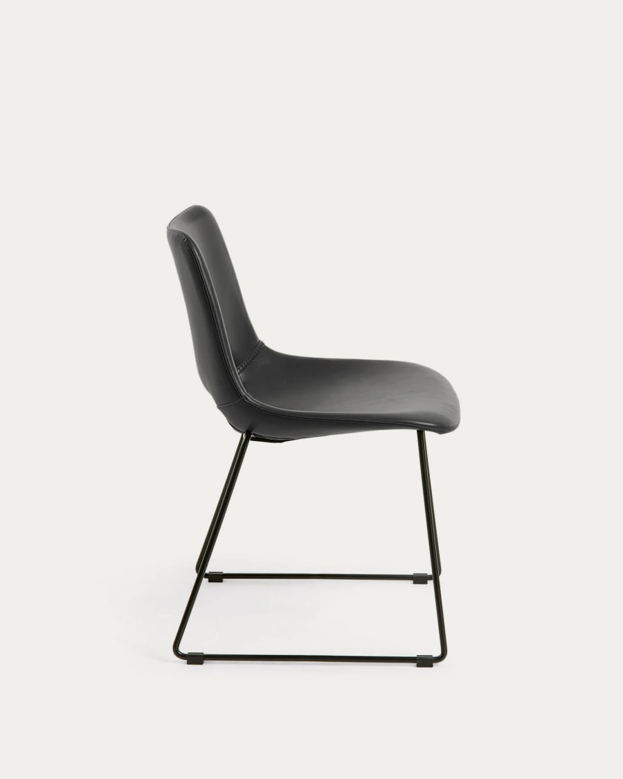 Zahara black chair with steel legs with black finish