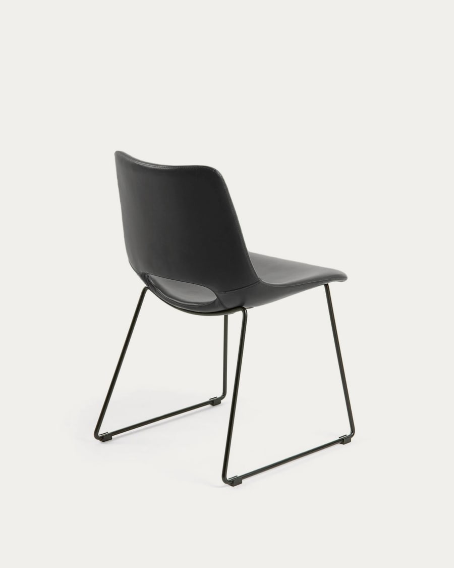 Zahara black chair with steel legs with black finish