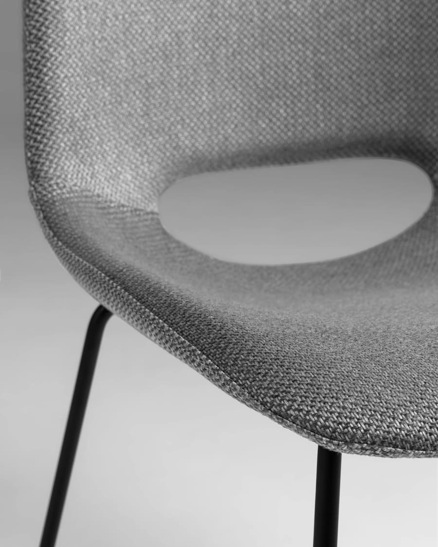 Zahara grey chair with steel legs with black finish