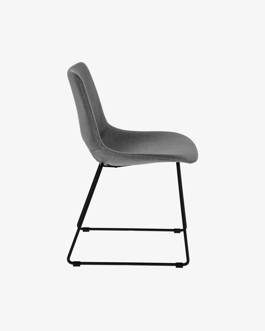 Zahara grey chair with steel legs with black finish