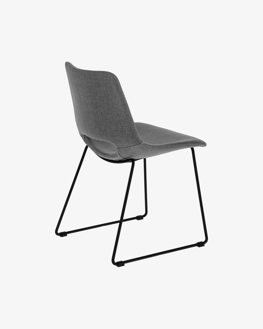 Zahara grey chair with steel legs with black finish