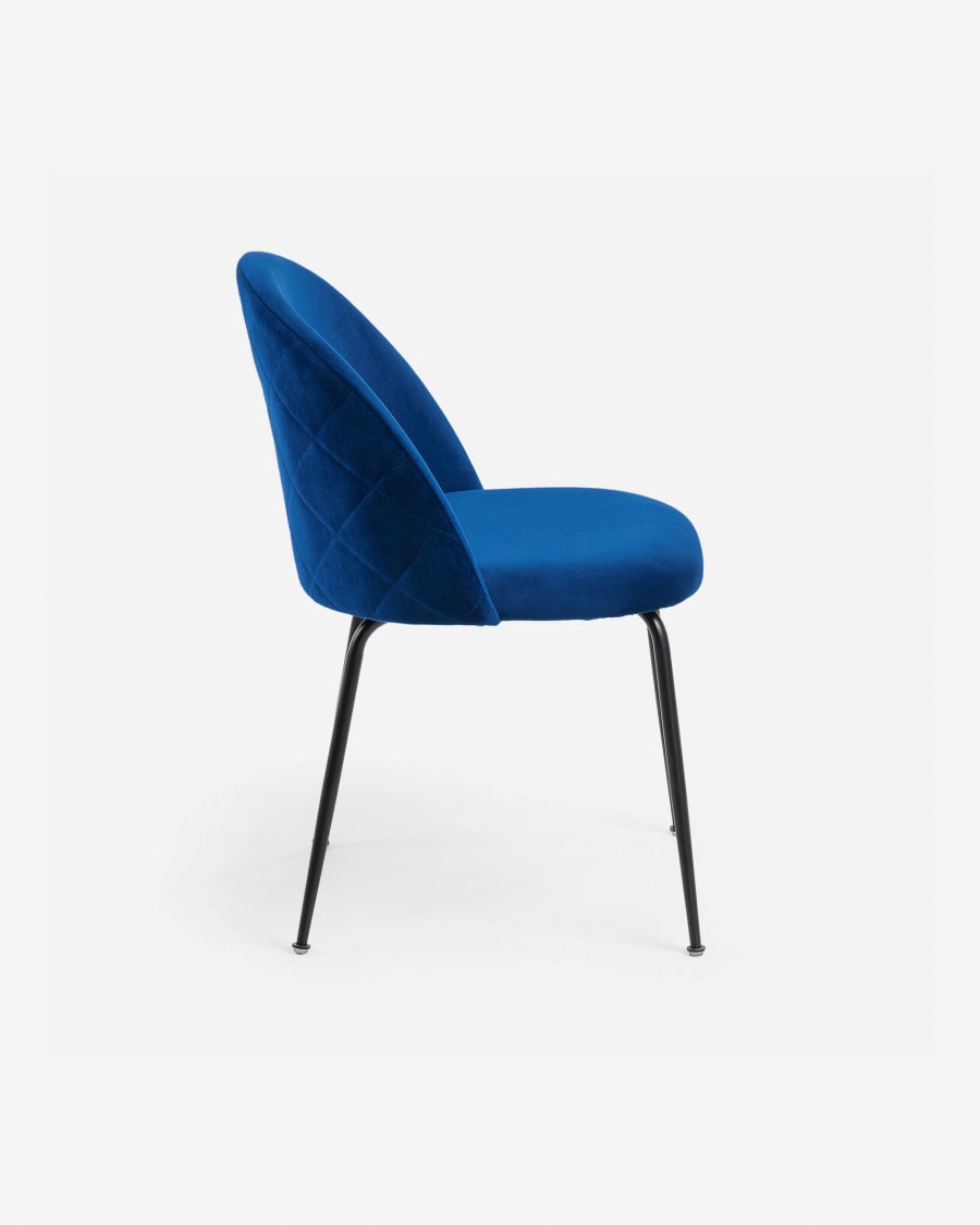 Ivonne chair velvet dark blue and black metal