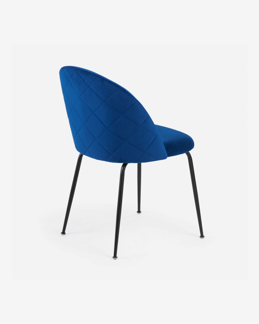 Ivonne chair velvet dark blue and black metal