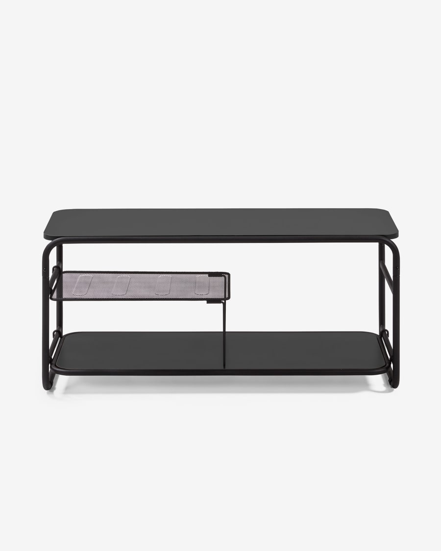 Academy melamine and black finish steel TV stand, 98 x 46 cm