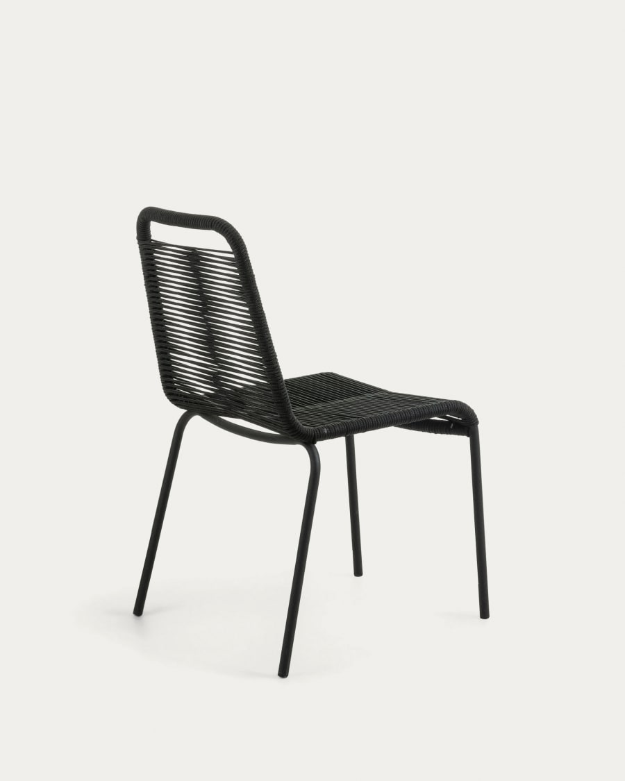 Lambton stackable chair in black rope steel with black finish