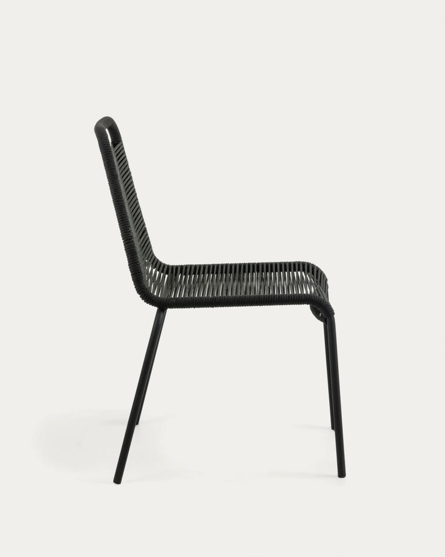 Lambton stackable chair in black rope steel with black finish