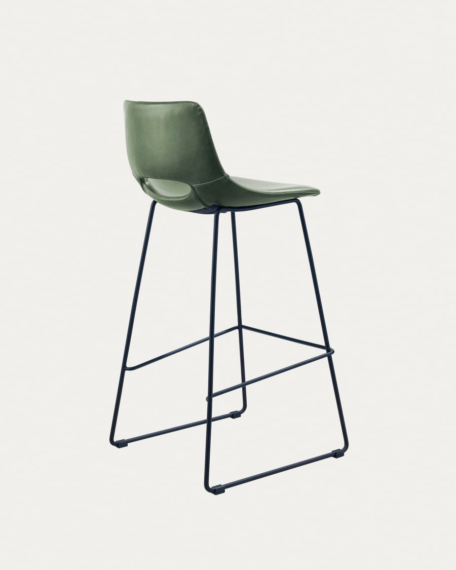 Green synthetic leather Zahara barstool height 76 cm