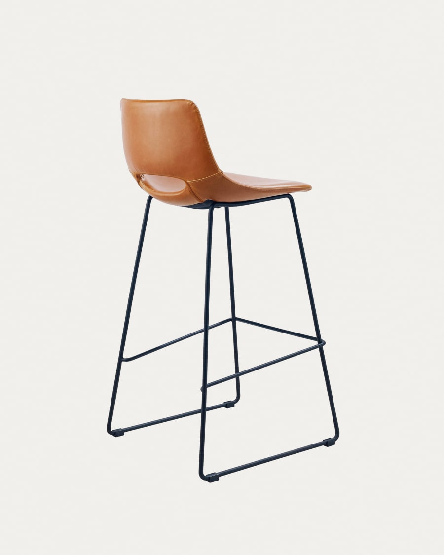 Brown synthetic leather Zahara barstool height 76 cm