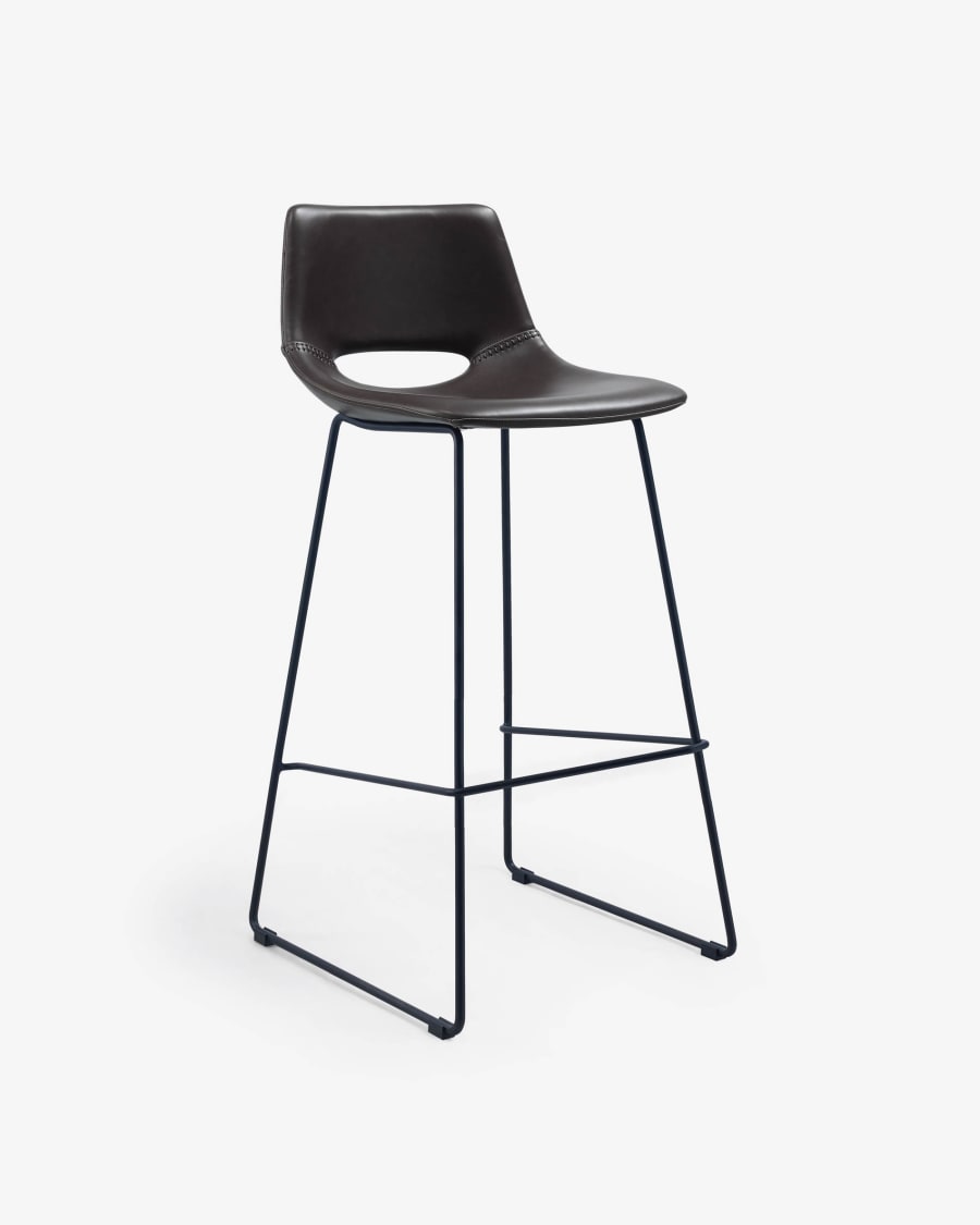 Dark brown synthetic leather Zahara barstool height 65 cm