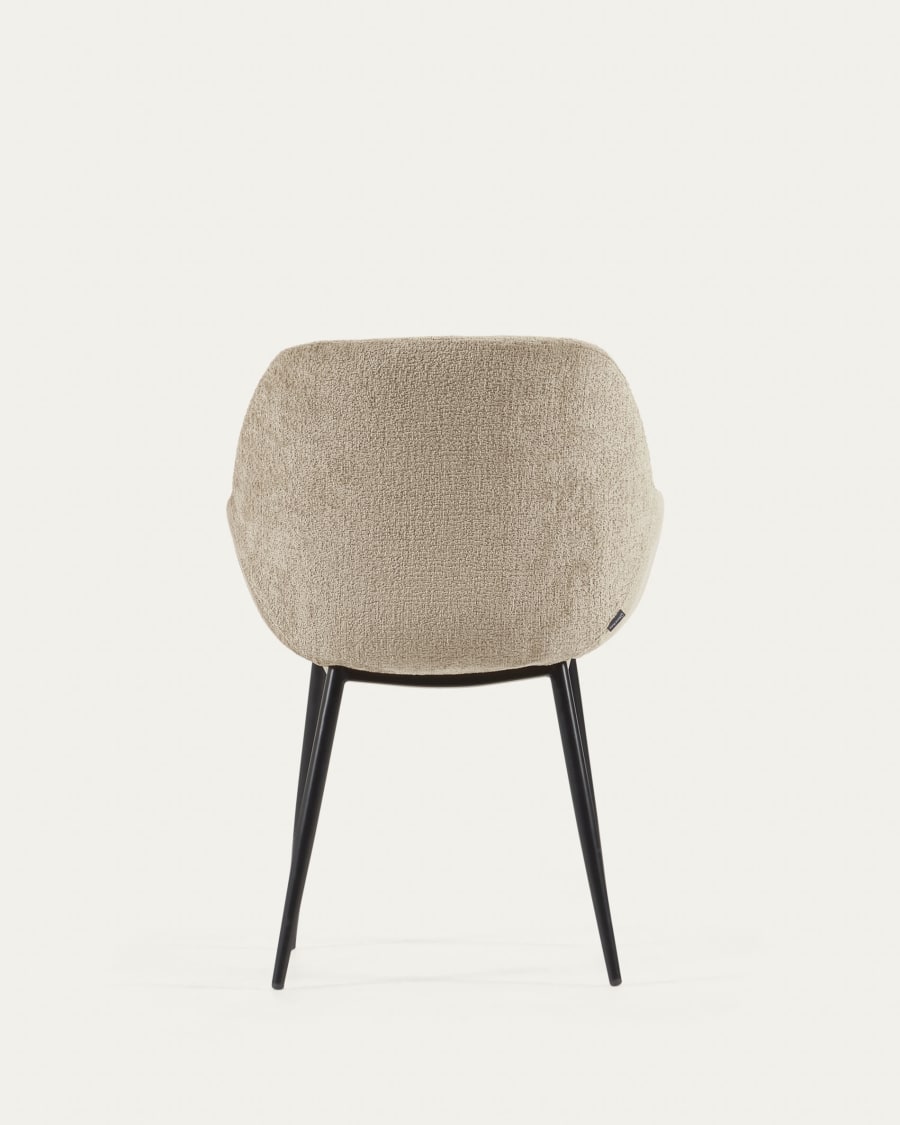 Konna chair in beige chenille with steel legs and painted black finish