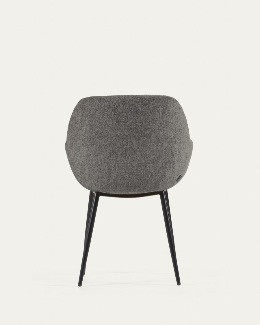 Konna chair in dark grey chenille with steel legs and painted black finish