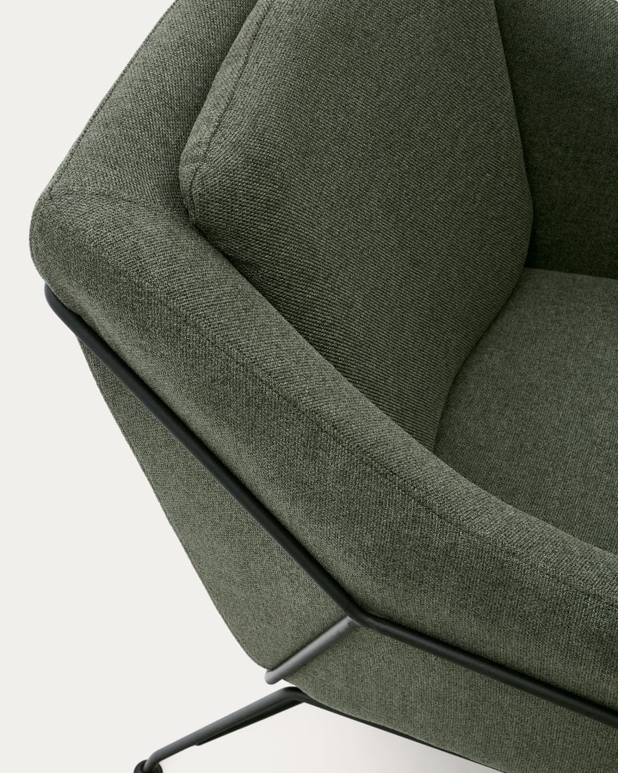 Brida Sessel in Grün und Stahlbeine mit schwarzem Finish