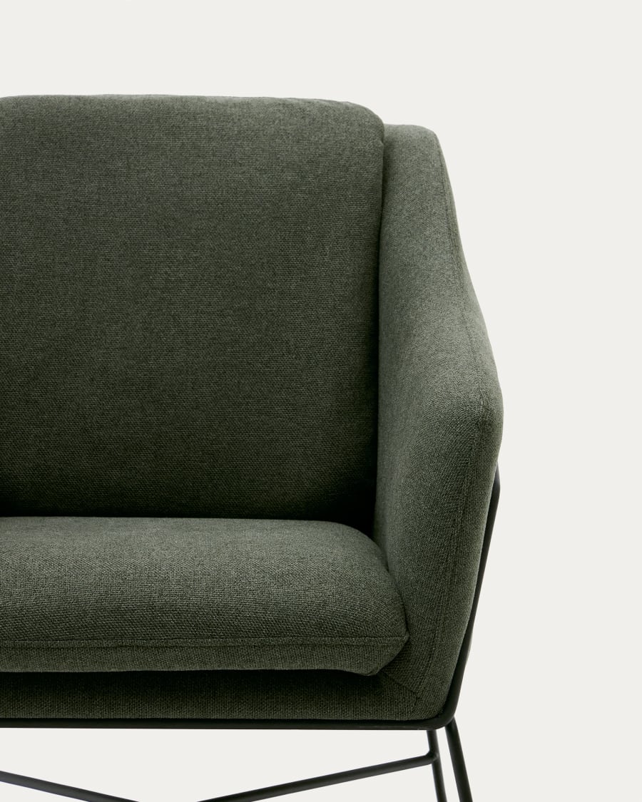 Brida Sessel in Grün und Stahlbeine mit schwarzem Finish