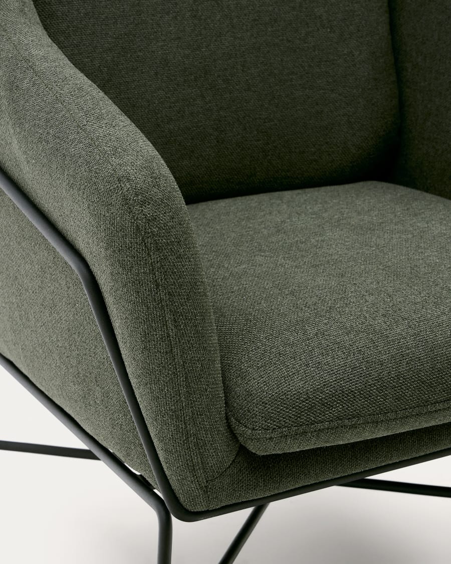 Brida Sessel in Grün und Stahlbeine mit schwarzem Finish
