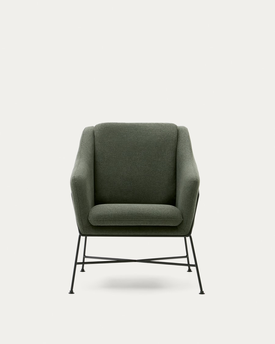 Brida Sessel in Grün und Stahlbeine mit schwarzem Finish