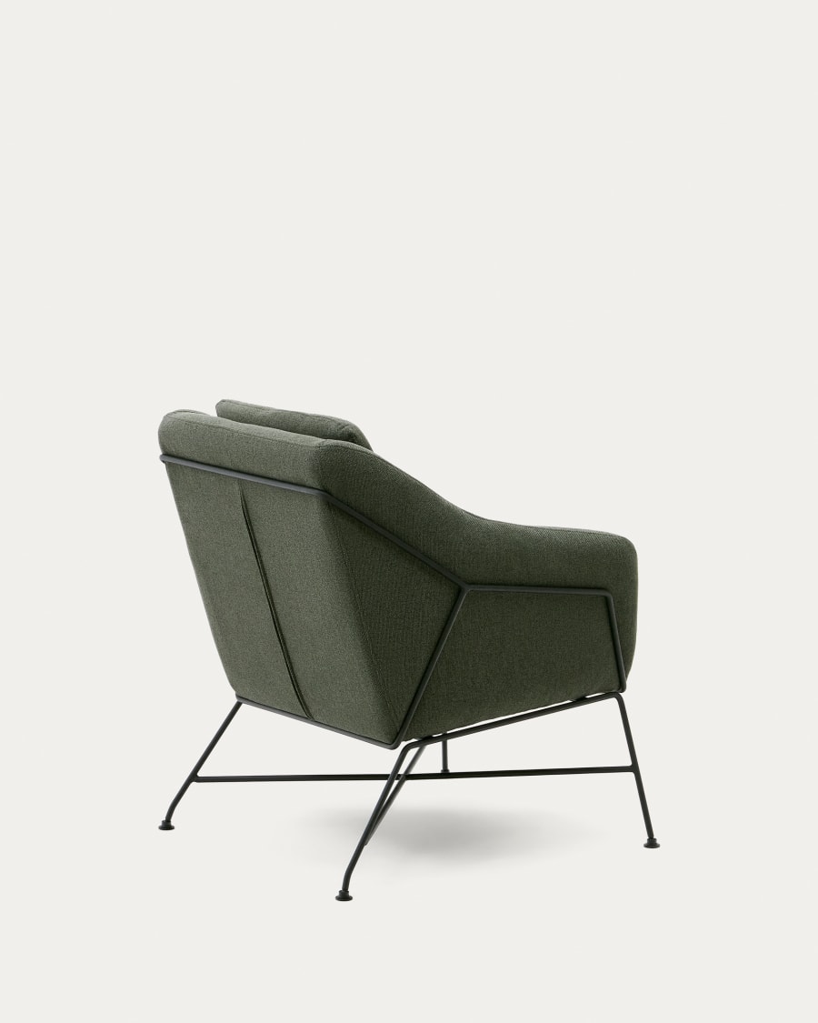 Brida Sessel in Grün und Stahlbeine mit schwarzem Finish
