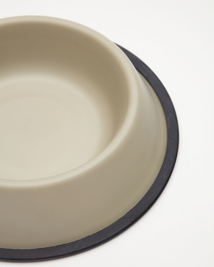Dalitso set of 2 large food and water bowls for pets, in beige anti-rust steel, Ø 25 cm