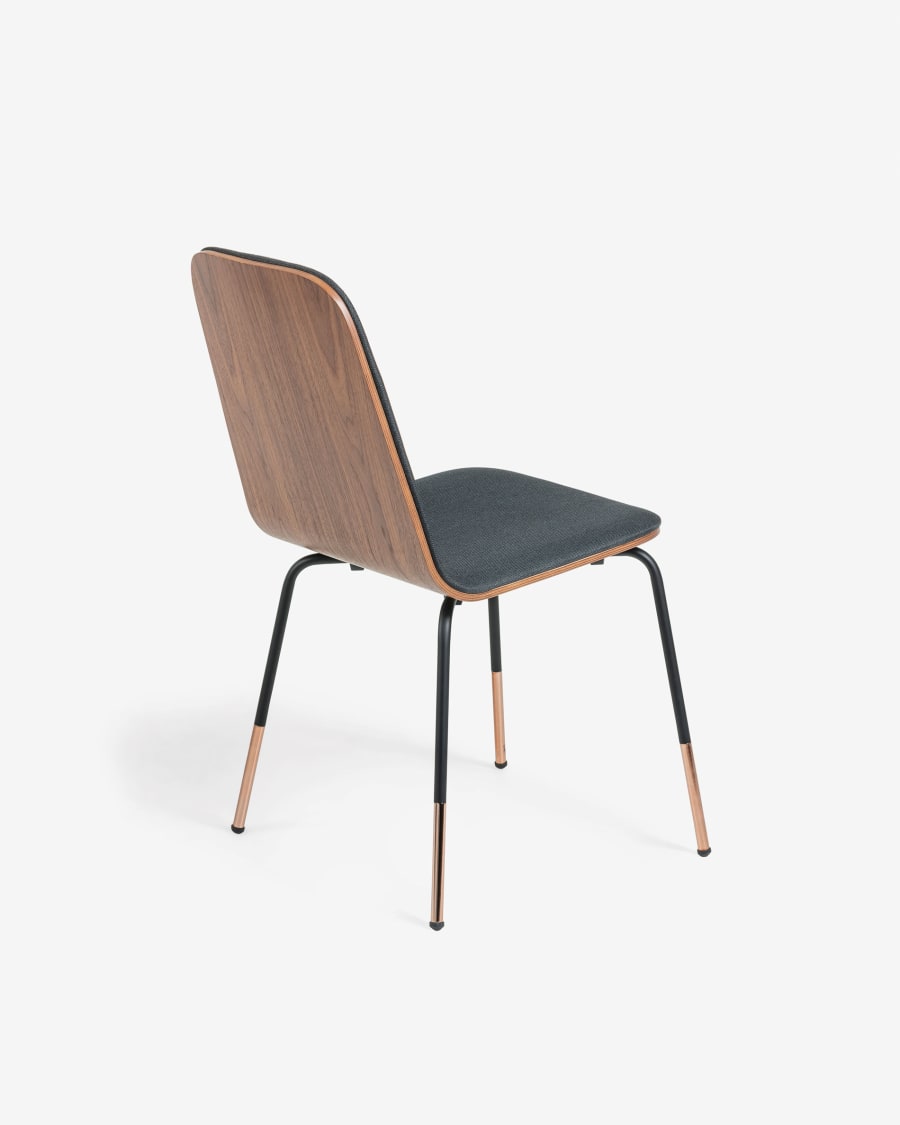 Canele dark grey chair with oak veneer and steel with black finish