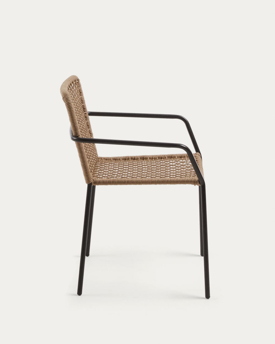 Ellen stackable chair in beige cord with galvanised steel