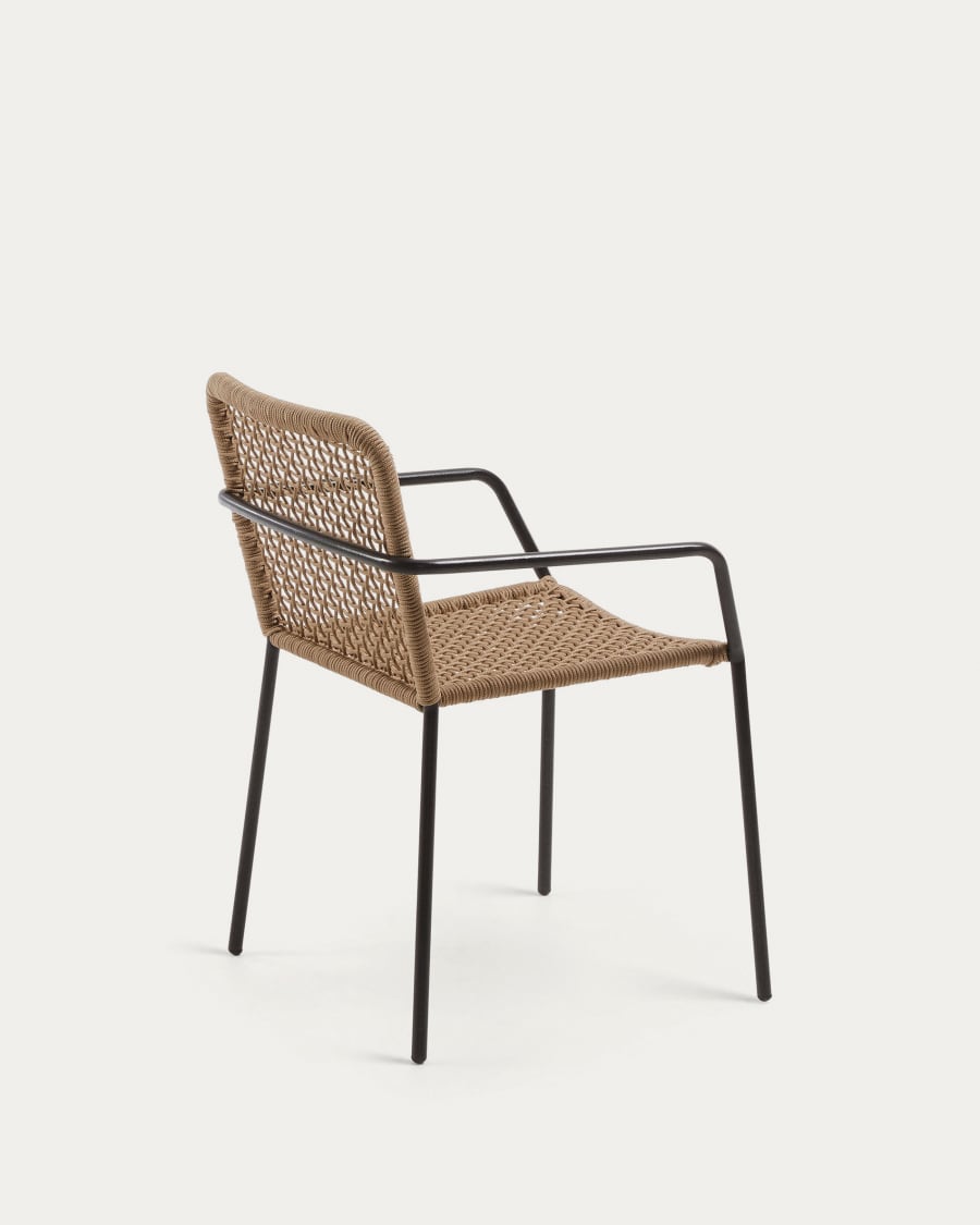 Ellen stackable chair in beige cord with galvanised steel