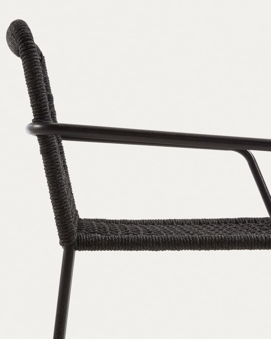 Ellen stackable chair in black cord with galvanised steel