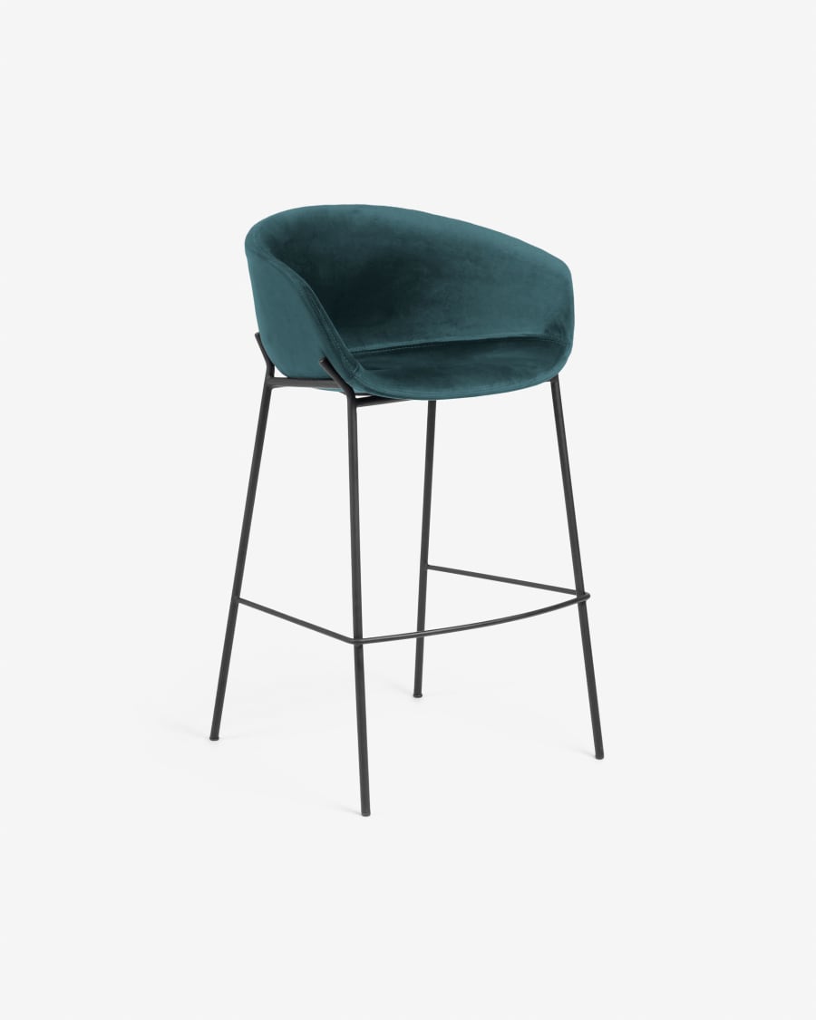Turquoise velvet Yvette barstool height 65 cm