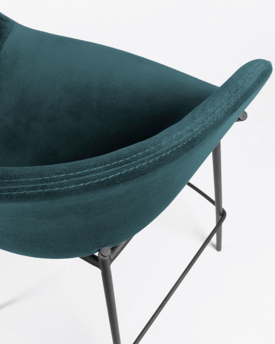 Turquoise velvet Yvette barstool height 65 cm