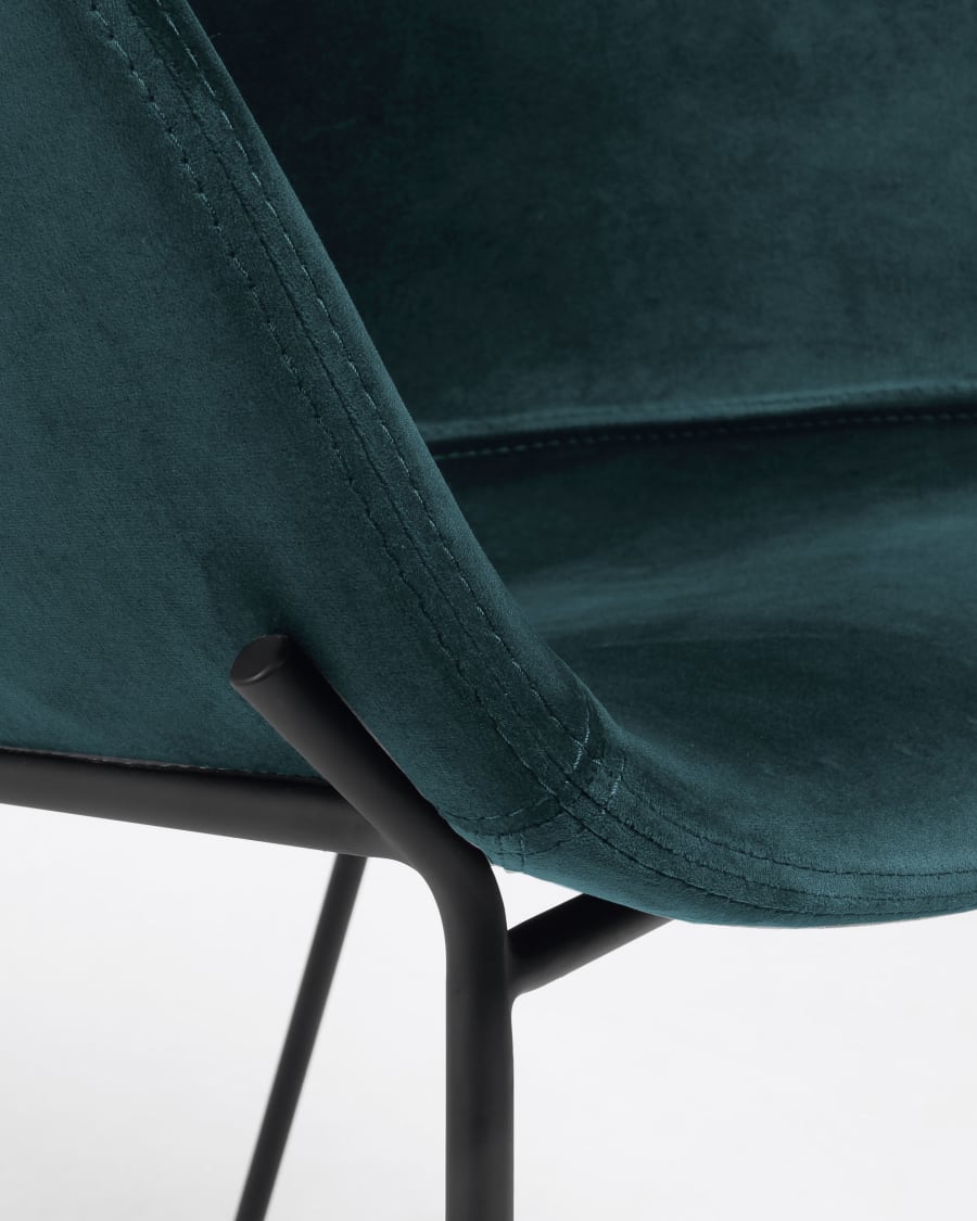 Turquoise velvet Yvette barstool height 65 cm