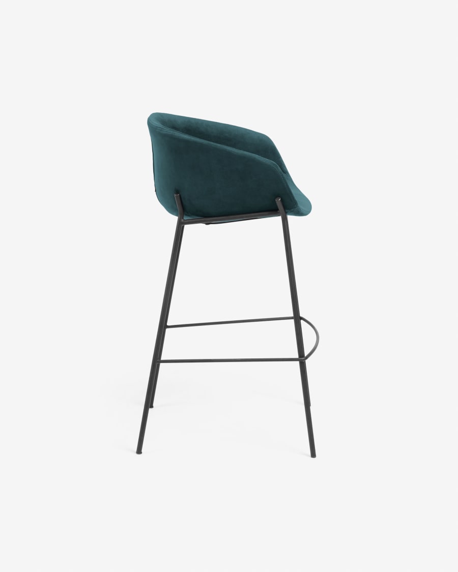 Turquoise velvet Yvette barstool height 65 cm