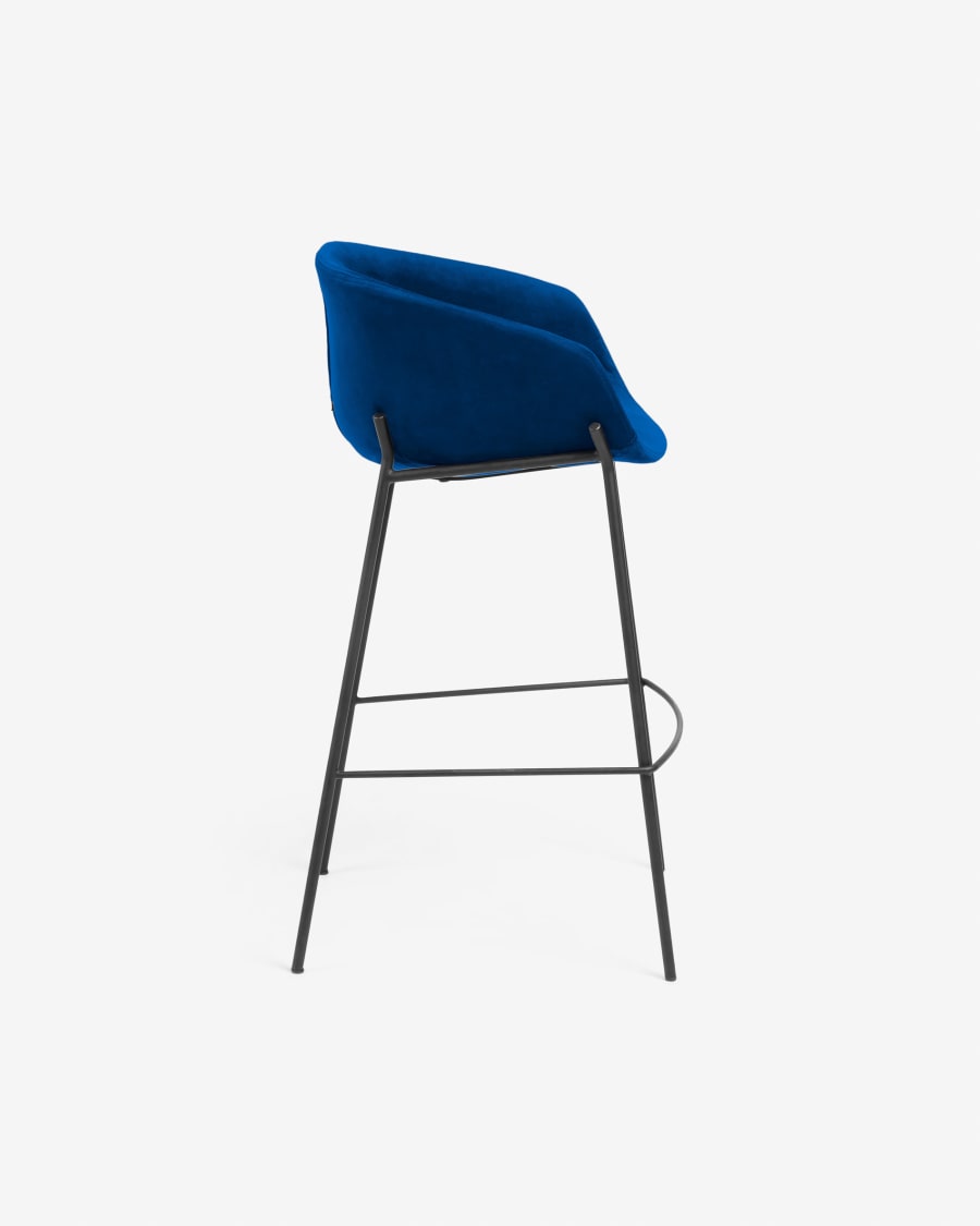 Blue velvet Yvette barstool height 65 cm