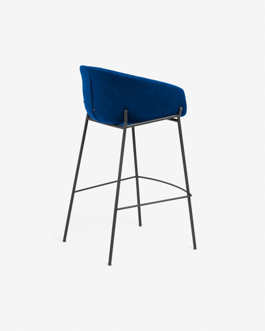 Blue velvet Yvette barstool height 65 cm