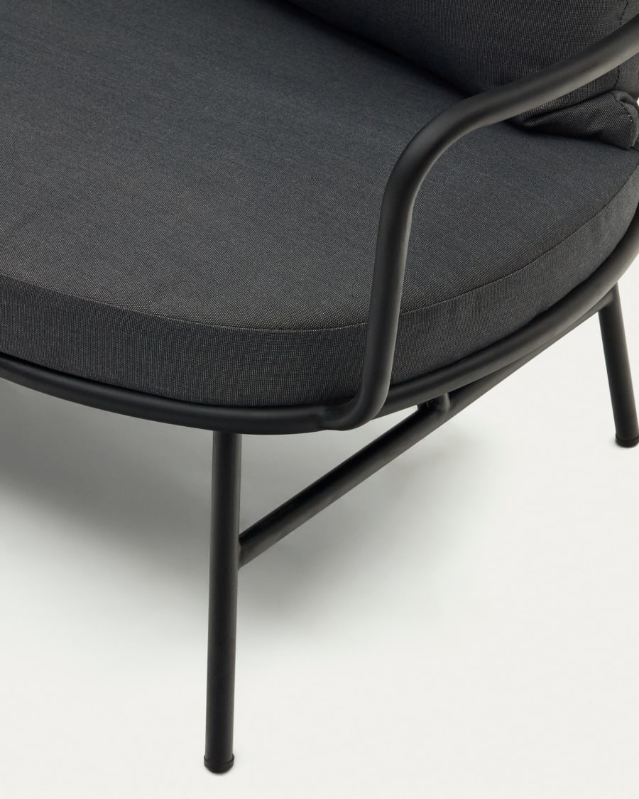 Bramant steel 2 seater sofa with black finish, 175.5 cm