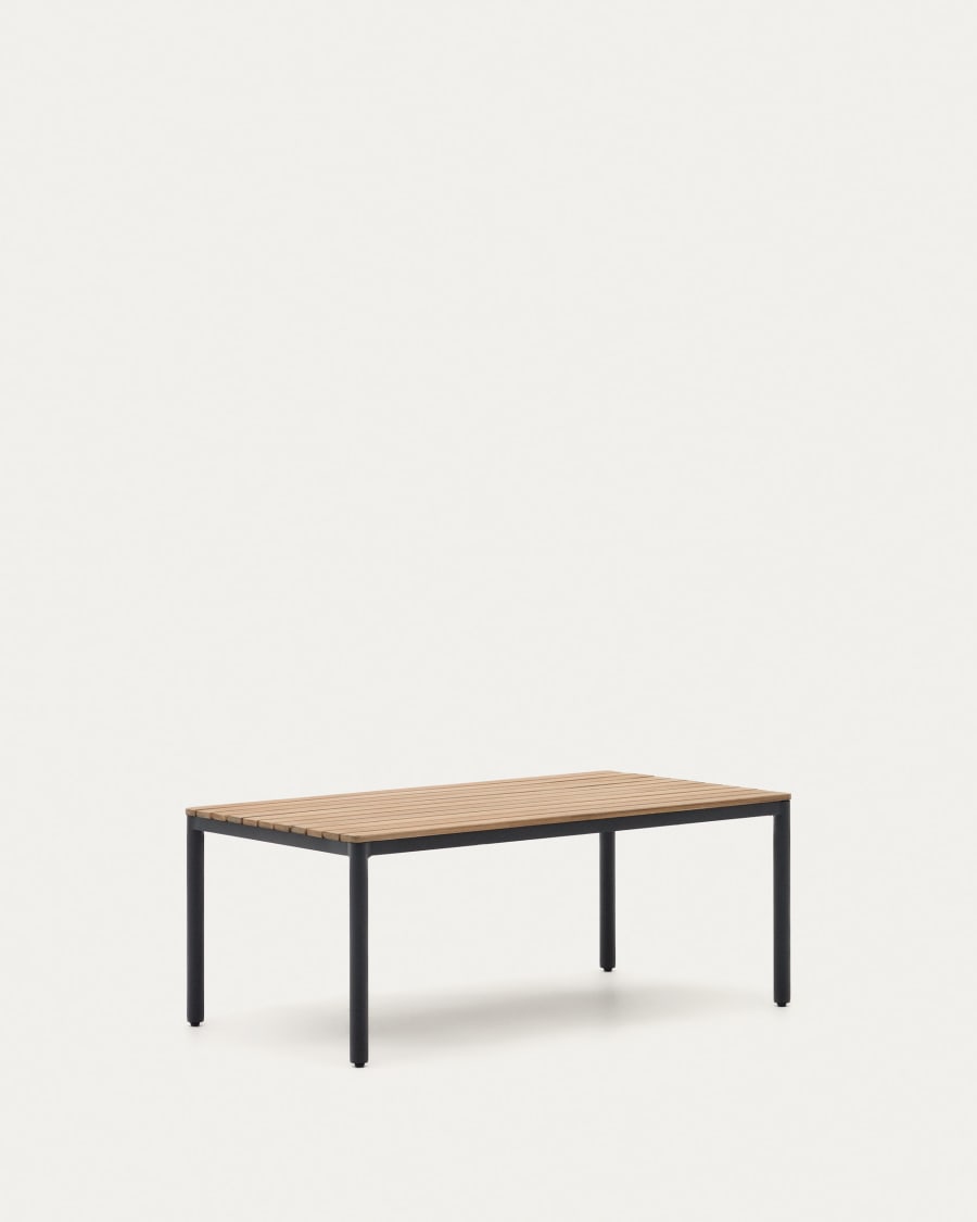 Aiguafreda set, 2 seater sofa, 2 chairs & coffee table made from grey aluminium & acacia