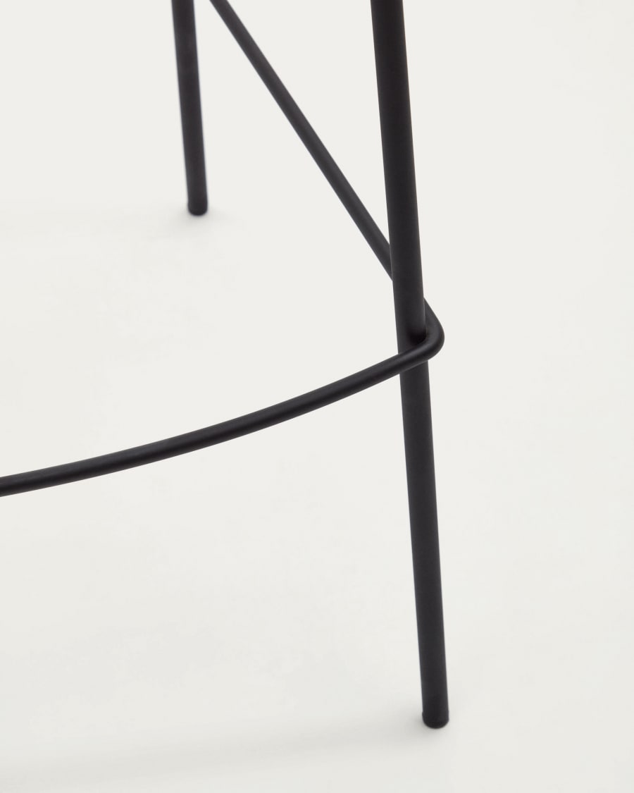 Yvette light grey stool with steel legs in a black finish, height 75 cm