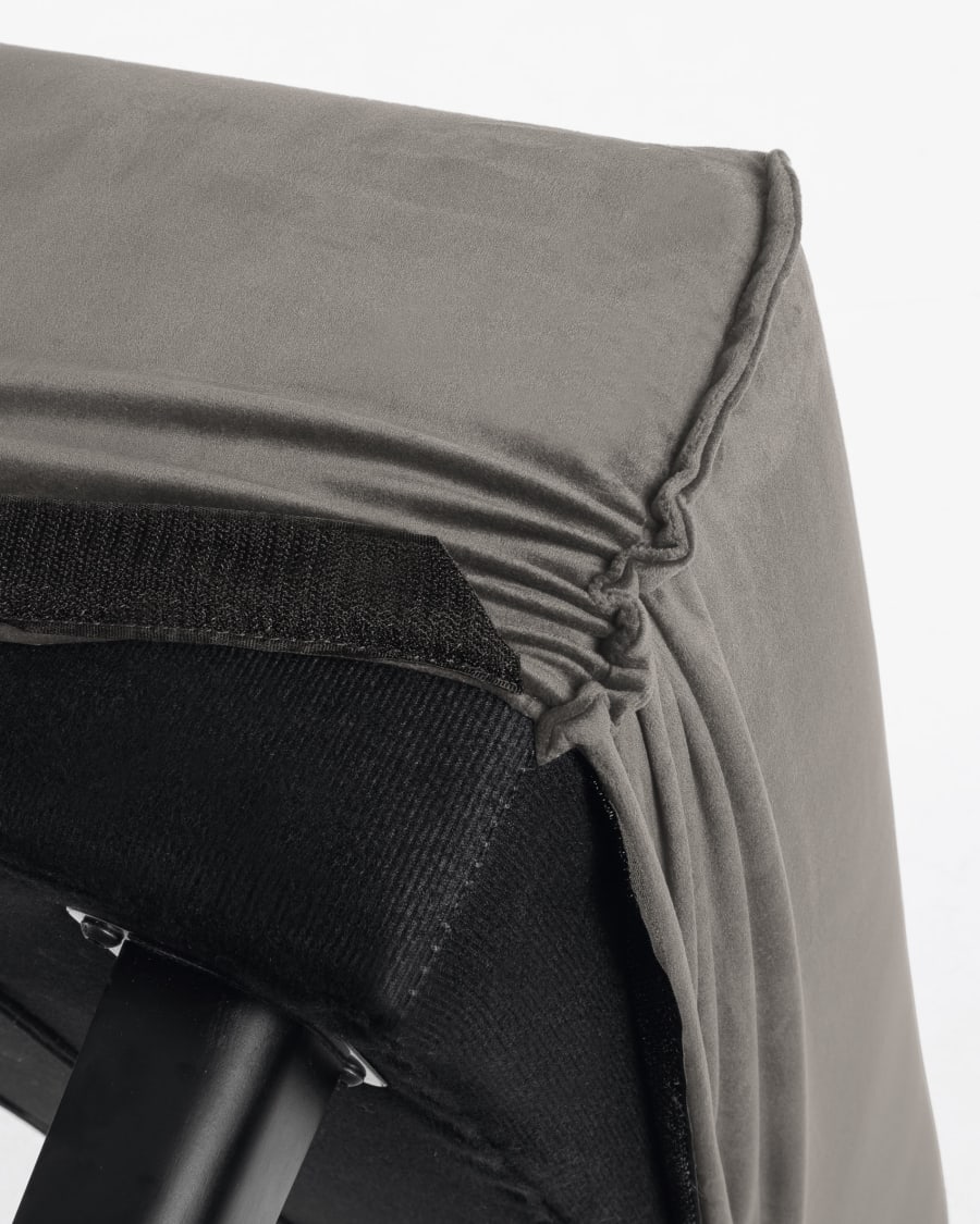 Grey velvet Dyla bench 111 cm