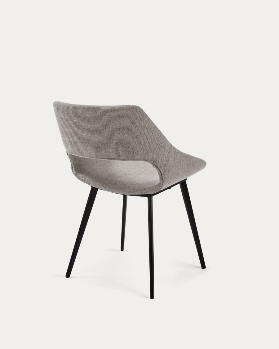 Hest light grey chair with steel legs with black finish