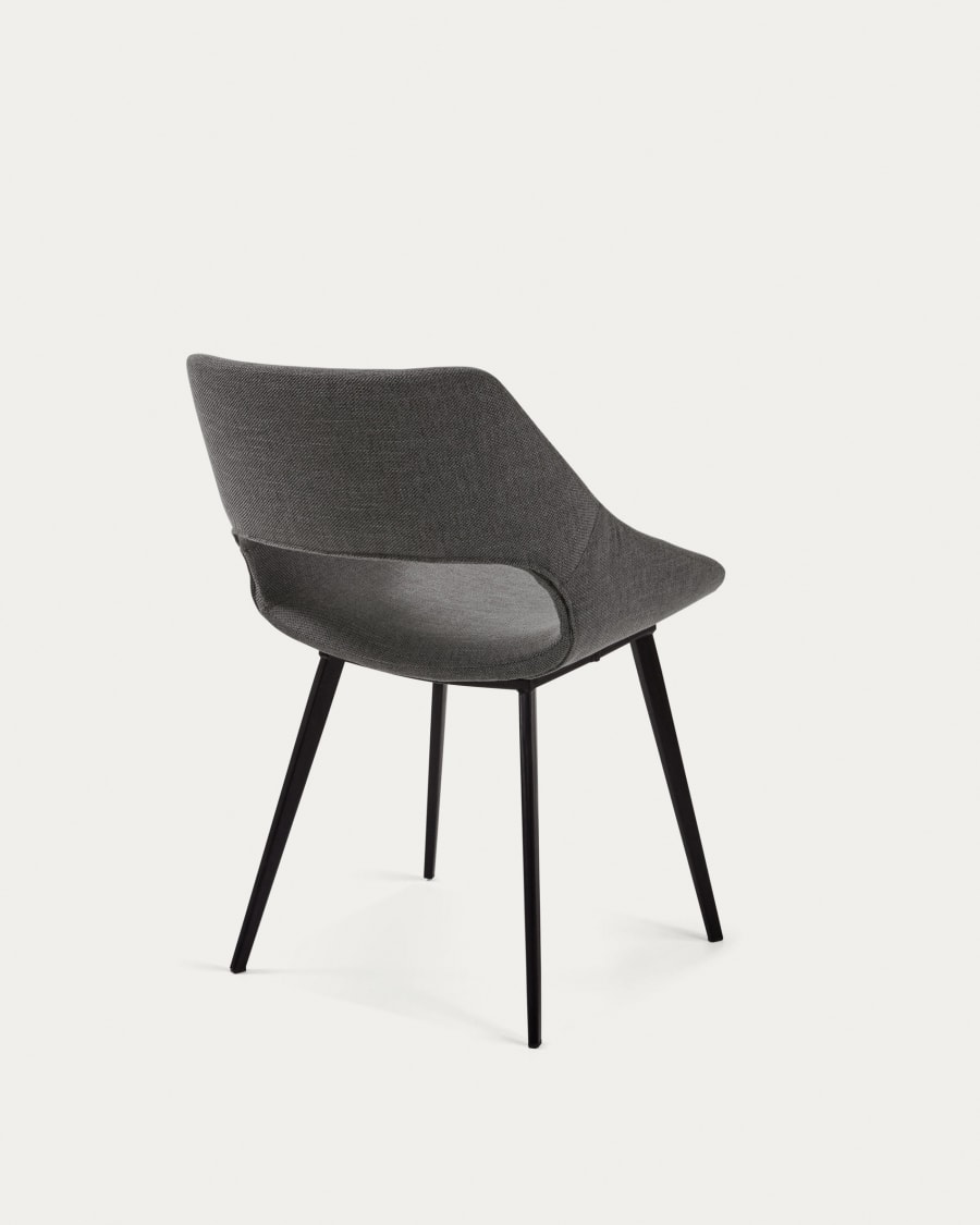 Hest dark grey chair with steel legs with black finish