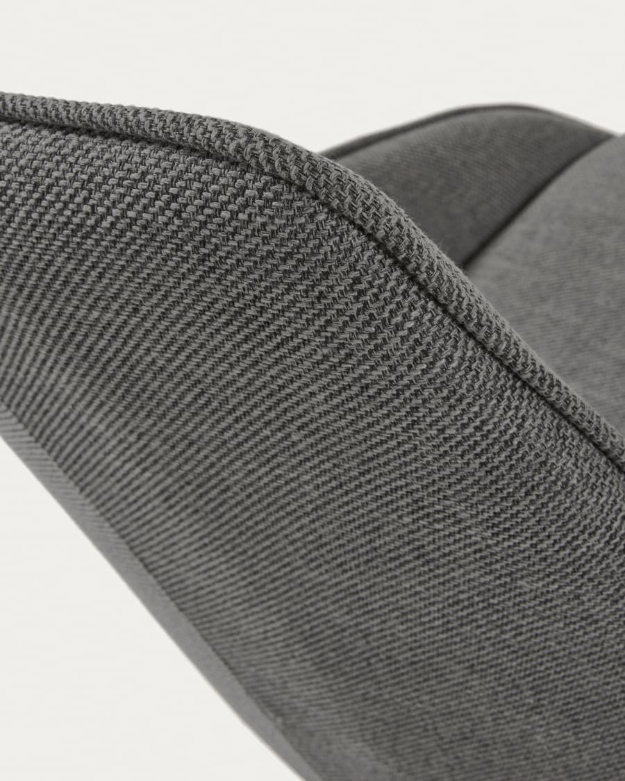 Jenna dark grey swivel chair with steel legs with black finish FSC 100%