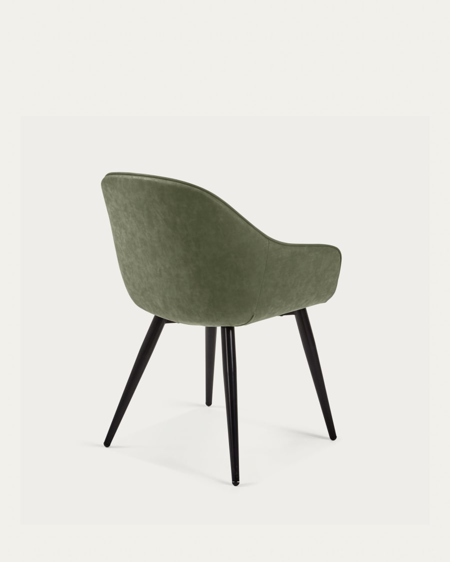 Καρέκλα Fabia, πράσινο και μαύρα ατσάλινα πόδια