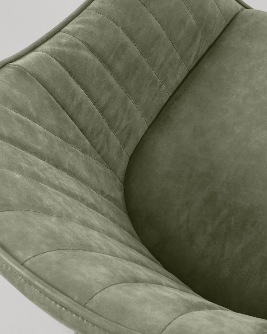 Καρέκλα Fabia, πράσινο και μαύρα ατσάλινα πόδια