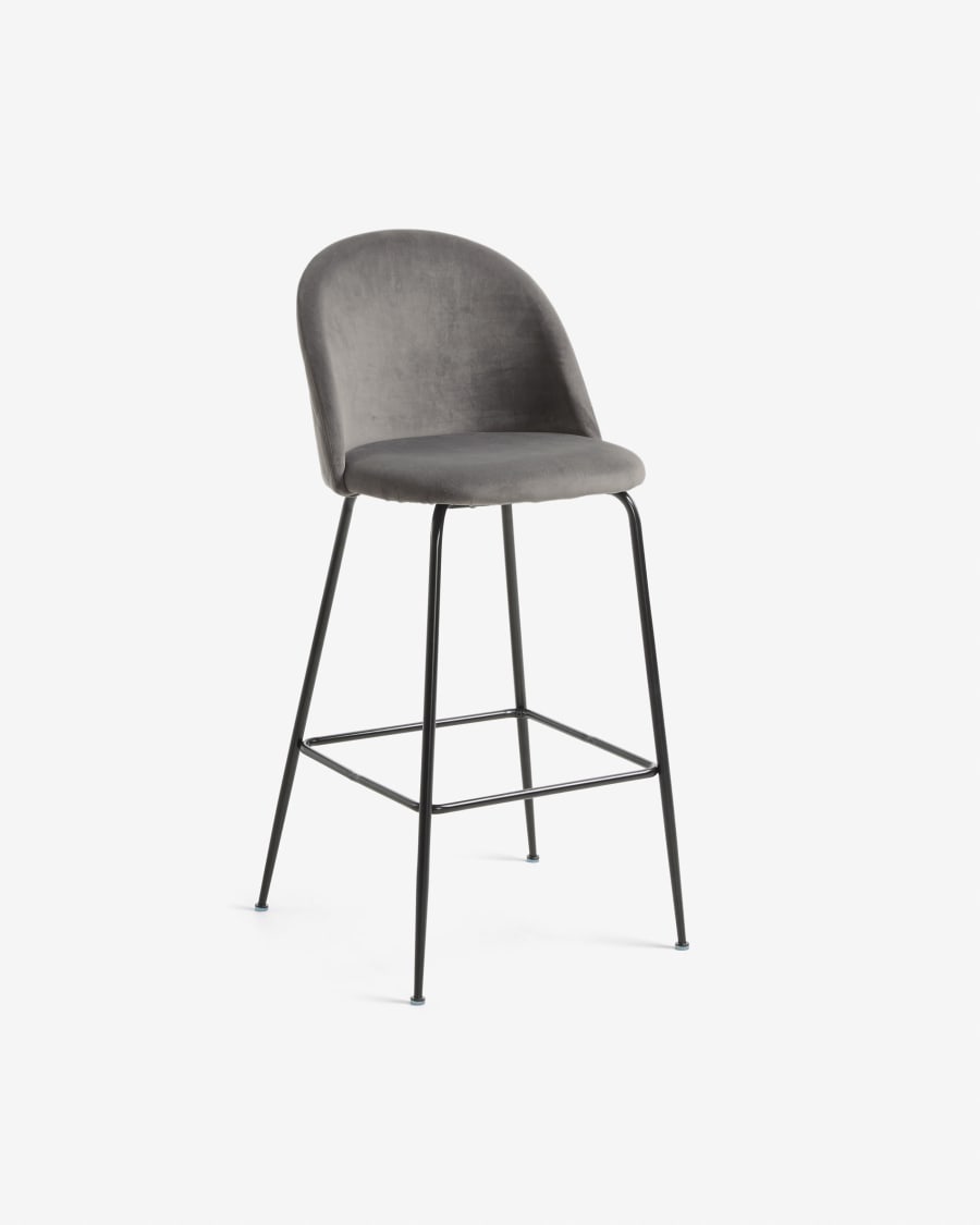 Grey velvet Ivonne stool height 65 cm