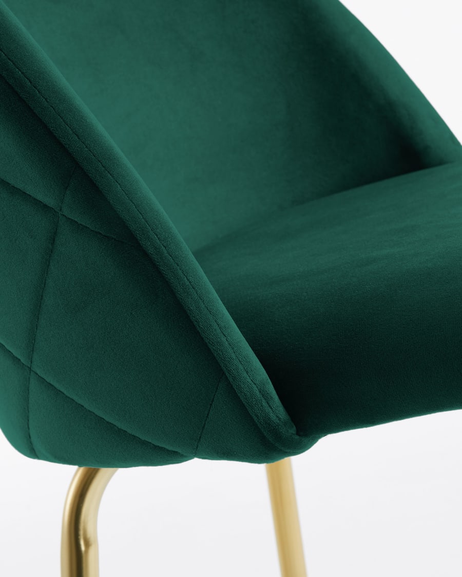 Green velvet Ivonne stool height 65 cm