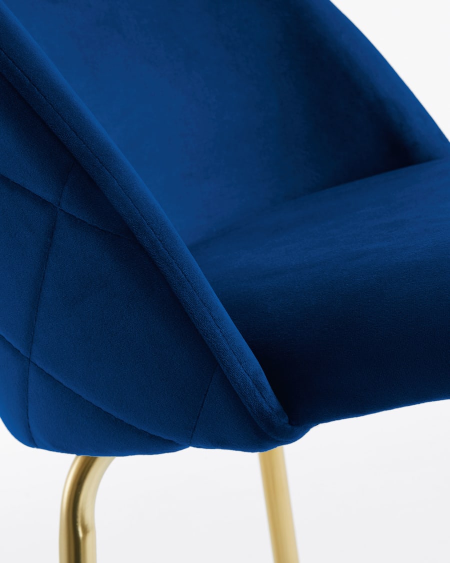 Blue velvet Ivonne stool height 65 cm