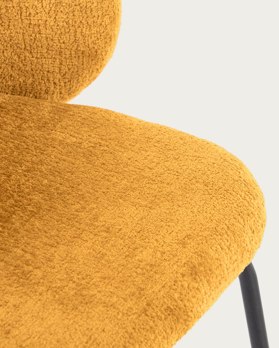 Mustard chenille Minna chair with steel legs with black finish