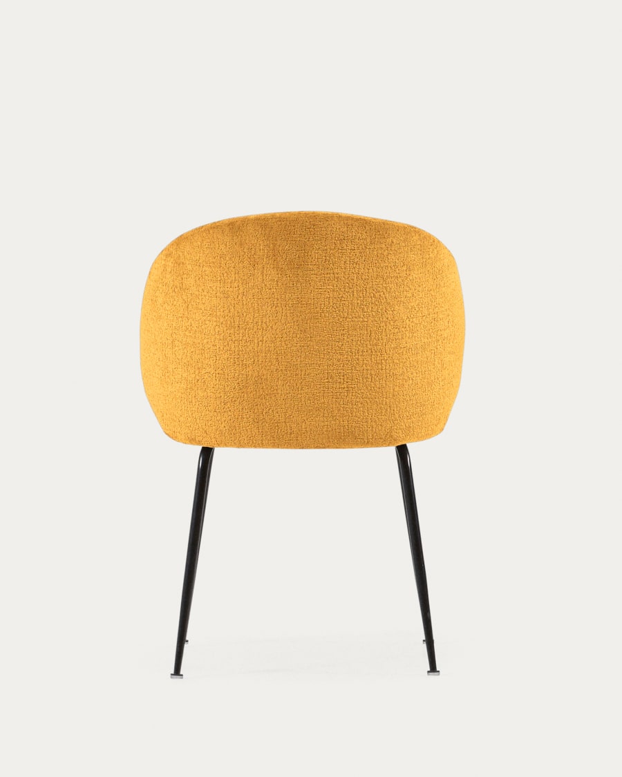 Mustard chenille Minna chair with steel legs with black finish