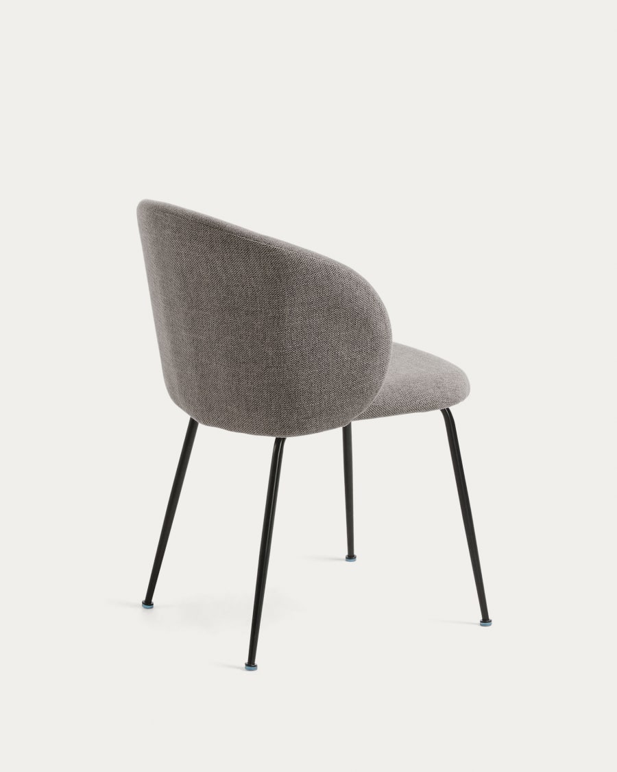 Minna light grey chair with steel legs with black finish
