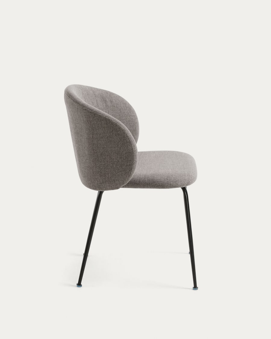 Minna light grey chair with steel legs with black finish