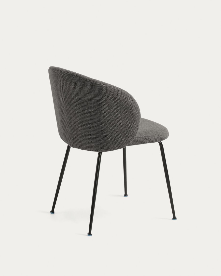 Minna dark grey chair with steel legs with black finish